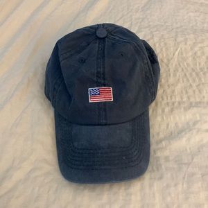 NWOT Navy Blue Vintage Washed Embroidered Flag Hat